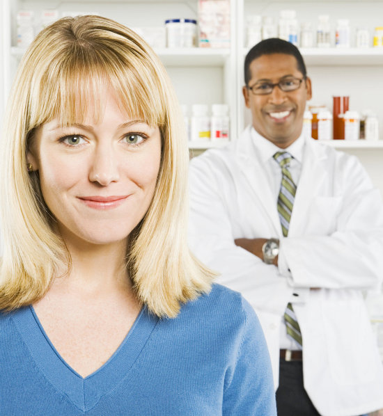 pharmacist and customer