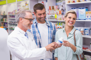 pharmacist entertaining the customers